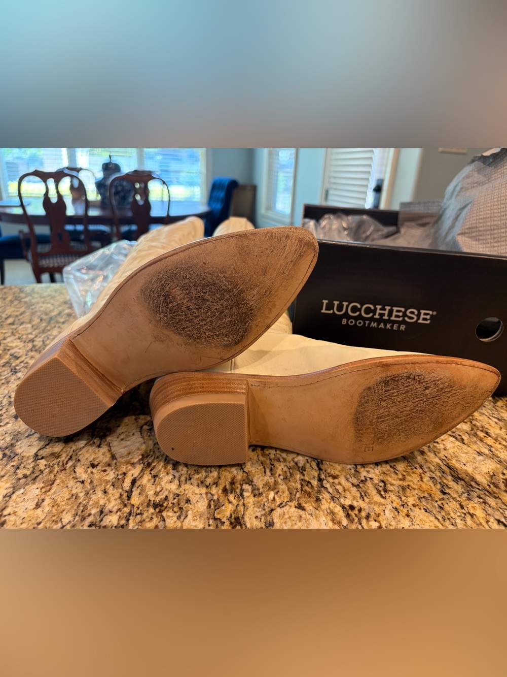 Lucchese Women’s Sorrell Tall Boot 7.5 Ivory - Picture 6 of 10